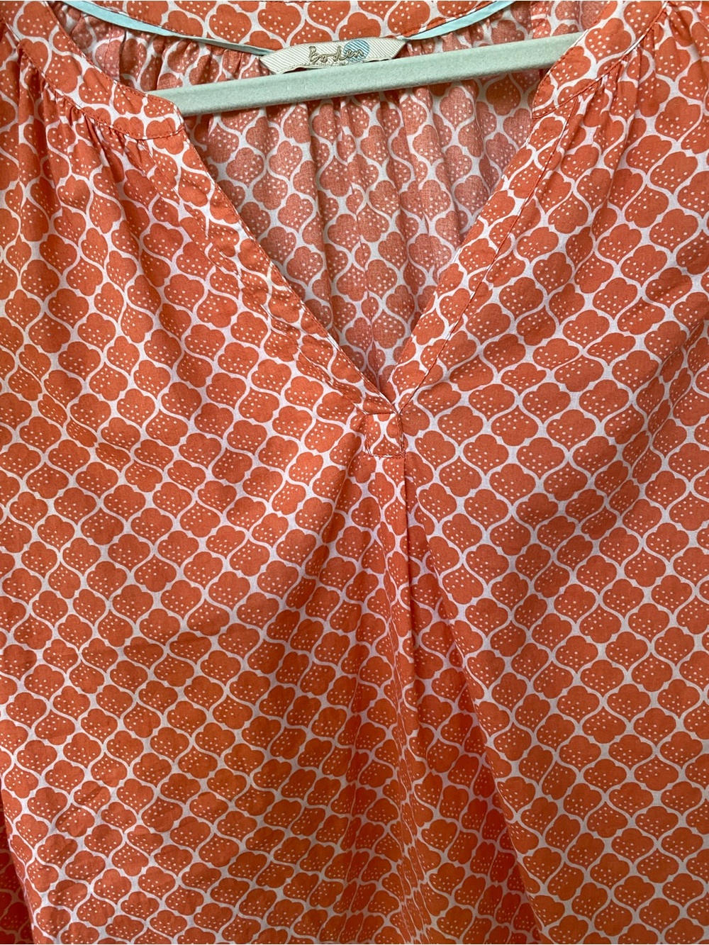 Boden US 6 100% Cotton Coral Geometric Print Blouse - Picture 8 of 9